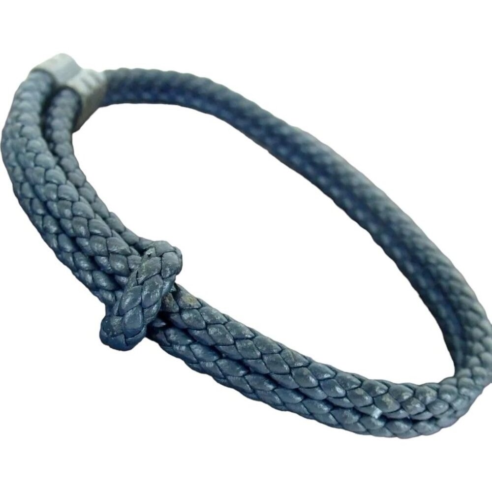 566138AN (S1) Bottega Veneta Bracelet Navy Blue Leather